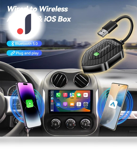 Universal Wireless CarPlay Adapter 2-in-1 — Stereo Receivers, AutomobileMotorcycleParts