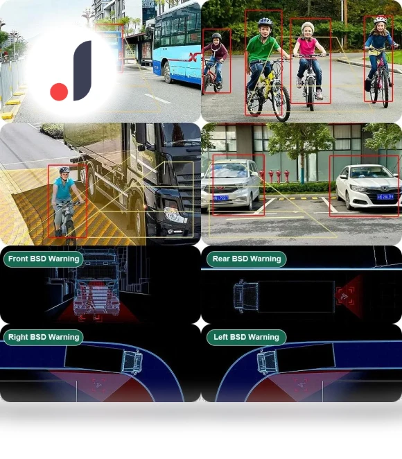 Wireless AHD 9 AI Blind Spot Radar BSD Alarm DVR Recording Split Screen 4-Channel Monitor with IR Camera — Rearview Safety Systems, JOHO - CarGear
