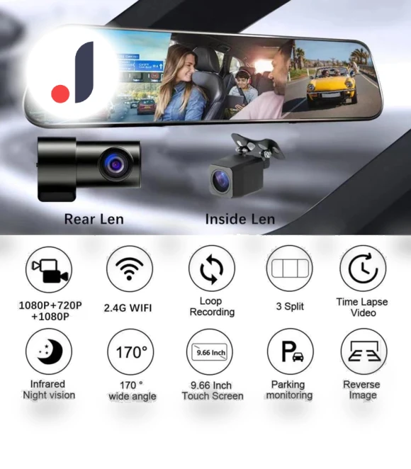 3-Channel Mirror Dash Cam — Dashboard Cameras, JOHO - CarGear