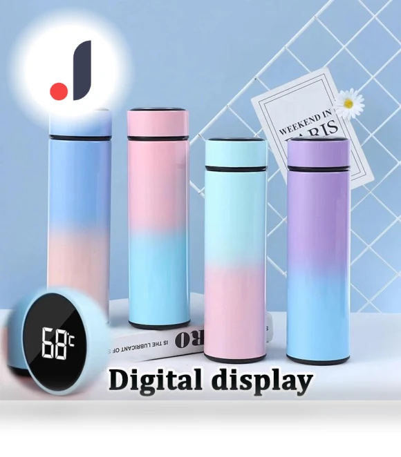 Gradient Water Bottle with Temperature Display — Travel Drinkware, Happy Home Mall
