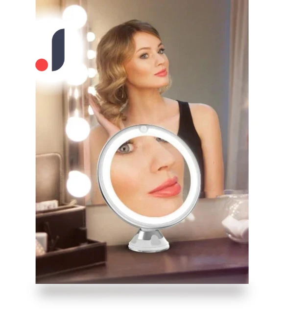 10x Magnifying Mirror with LED Lighting — Handheld, Light makeup
