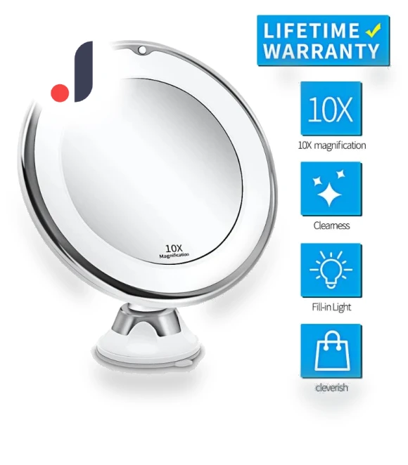 Flexible Makeup Mirror with LED Lighting — Handheld, Light makeup