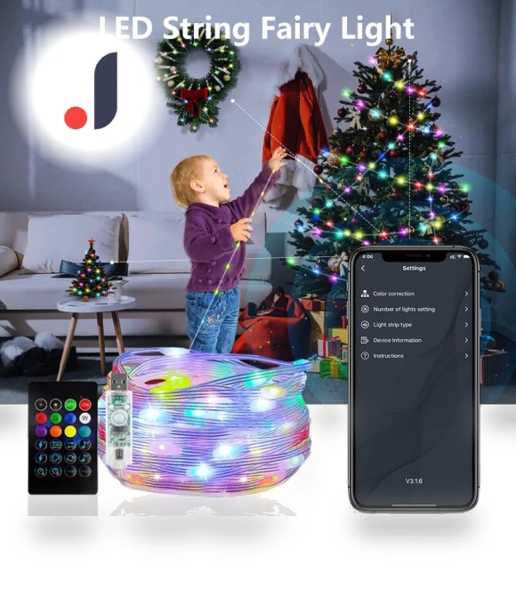 Smart Bluetooth RGB LED String Lights — String Lights, Lntelligent Living Hall