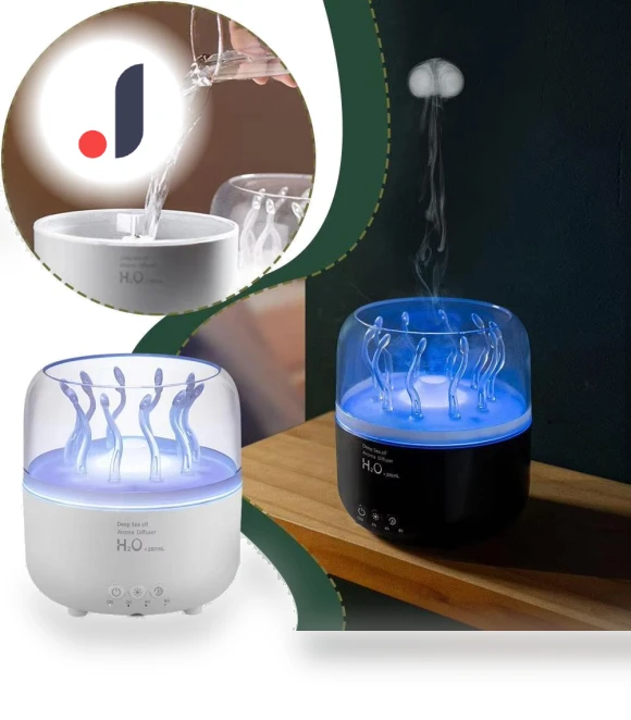 Aromatherapy Device 'Jellyfish', Air Humidifier with Colorful Atmosphere, Light, and Smart Timer Function — Air Moisturizers, Kithchen MR