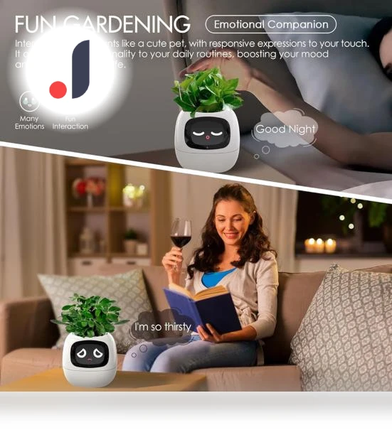Smart Flower Pot with AI Expressions — Artificial Plants, Hercules