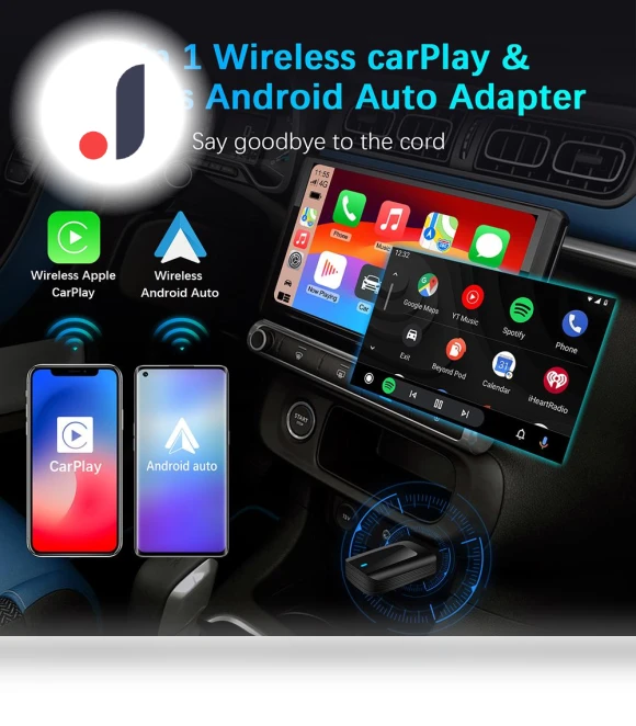 Wireless CarPlay Android Auto Adapter — Stereo Receivers, Happy Home Mall