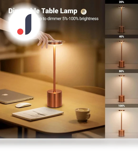 Rechargeable 3-Color LED Desk Lamp with Touch Sensor — Desk & Table Lighting, JOHO - CarGear
