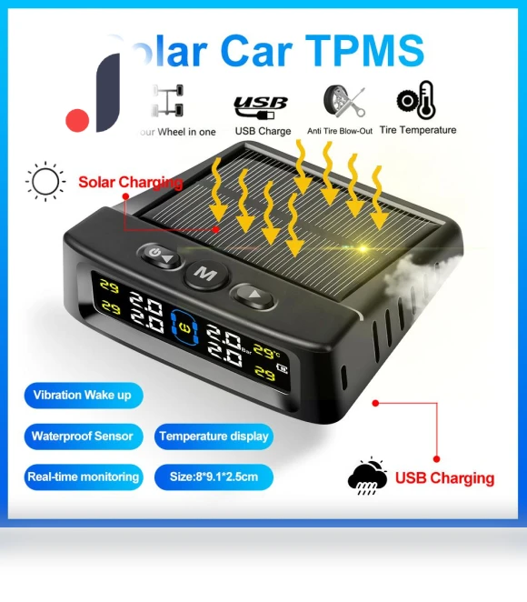 Solar-Powered Car Tire Pressure Monitoring System — TPMS Sensor Replacements, Homeware Essentials