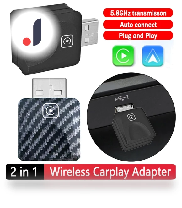 Wireless Carplay 2-in-1 Android Auto Smart AI Box — Stereo Receivers, Simplistic Living Home