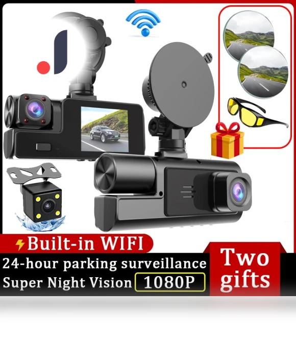3-channel car dash cam — Rearview Cameras for Cars, Auto Accessories Home