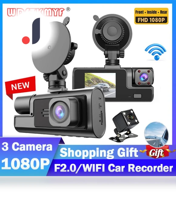 3-Channel Portable 1080P Car DVR — Rearview Cameras for Cars, Auto Accessories Home