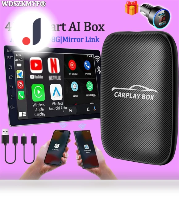4 in 1 Carplay Box Android Auto Wireless Adapter — Stereo Receivers, Auto Accessories Home