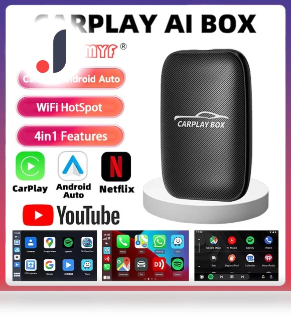 4-in-1 Smart Carplay AI Box Wireless Adapter — Stereo Receivers, Auto Accessories Home
