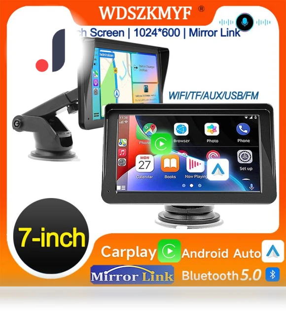 7-inch Portable Touch Screen Wireless CarPlay Android Auto Bluetooth 5.0 Car Radio — Stereo Receivers, Auto Accessories Home