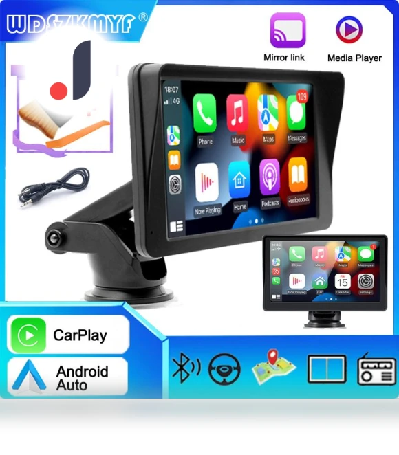 7-inch Portable Wireless Carplay Android Auto Multimedia Video Player — Stereo Receivers, Auto Accessories Home