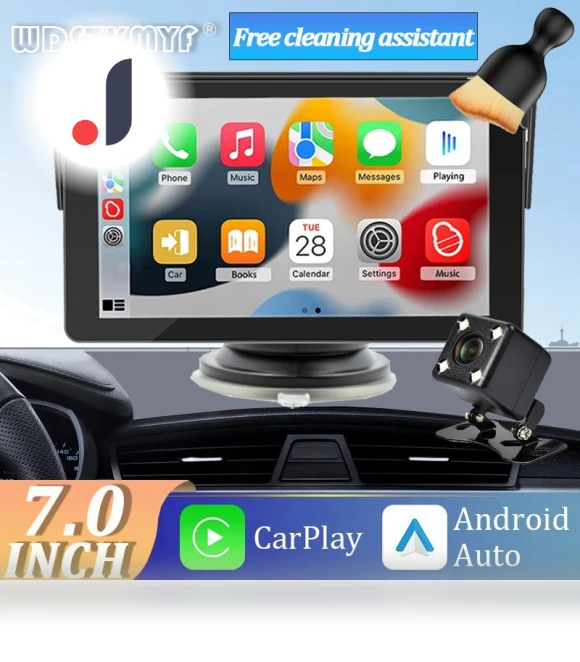 Universal 7-inch Portable Wireless Carplay Android Auto Multimedia Video Player — Stereo Receivers, Auto Accessories Home