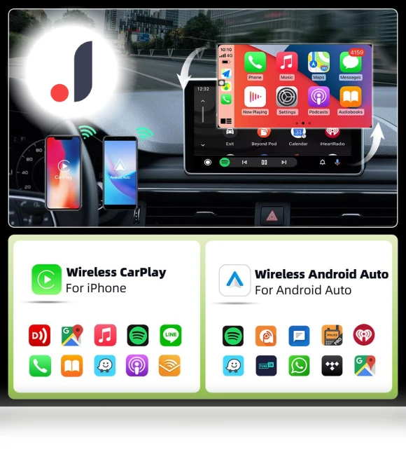 Wireless CarPlay Adapter 2-in-1 for Apple iPhone and Android — Phone Accessories, Auto Launcher