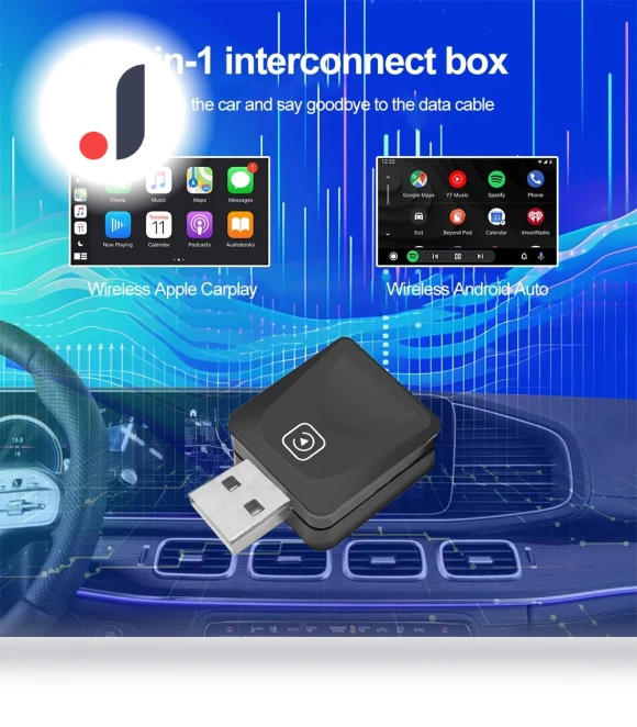 Wireless CarPlay & Android Auto 2-in-1 Adapter — USB, Auto Launcher