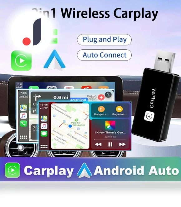 Wireless CarPlay Android Auto Adapter — USB, Auto Accessories Home