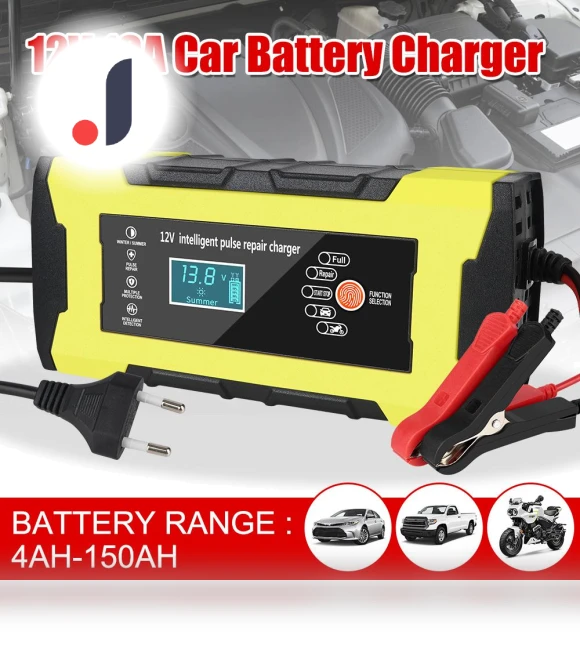 Intelligent Fast Power Charging Digital LCD Display Auto Pulse Repair Automatic Smart Fast Car Motorcycle Battery... — Battery Chargers, JOHO - CarGear