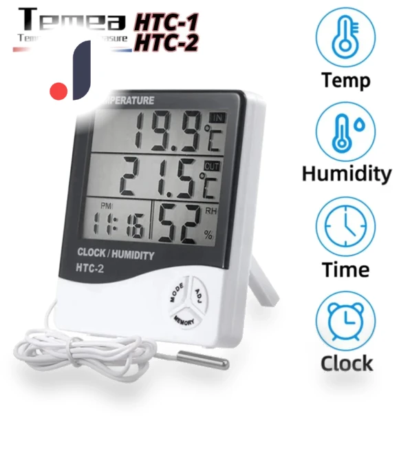 LCD Electronic Humidity Meter Smart Electric Digital Hygrometer Thermometer Weather Station Clock — Hygrometers, Wrigleys