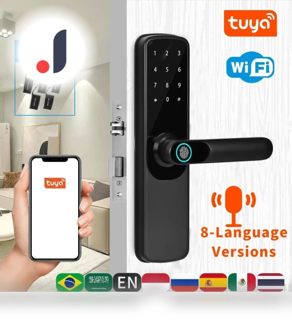 Smart Door Lock with Fingerprint, Smart Card, Password, Key Unlock, and USB Emergency Charging — Smart Home Security, HIMO Group