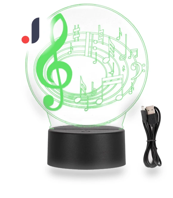 3D Music Notes LED USB Touch Night Light — Night Lights, Zeblaze