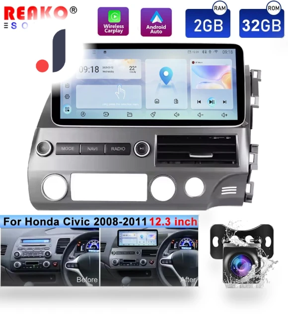 12.3-inch Touchscreen Wireless Carplay — Navigation & GPS Accessories, Reakosound