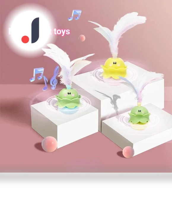 Interactive Cat Toy with Feathers and Color Light — Cat Playthings, Smart Pet Supplies
