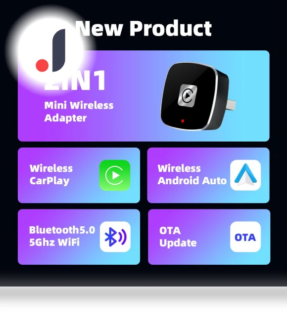 Wireless Carplay Adapter for Android iPhone Auto 2 in 1 — Stereo Receivers, Rustic Elegance House