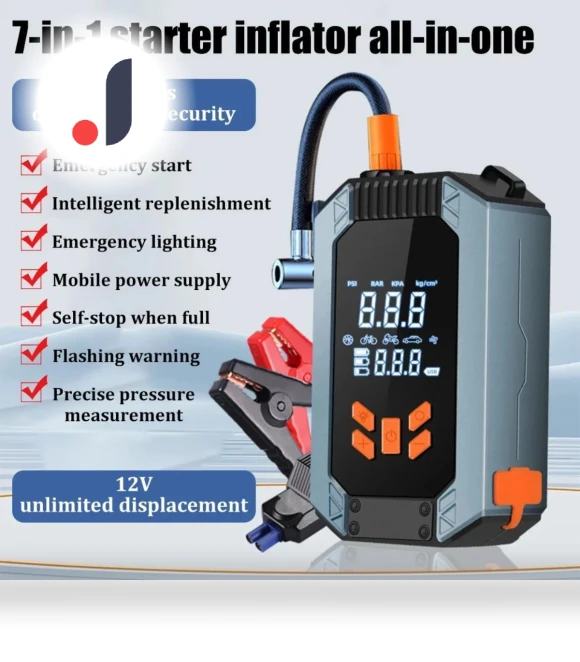 12V Car Emergency Starter with Wireless Lithium Inflator — Safety Kits, QINQING
