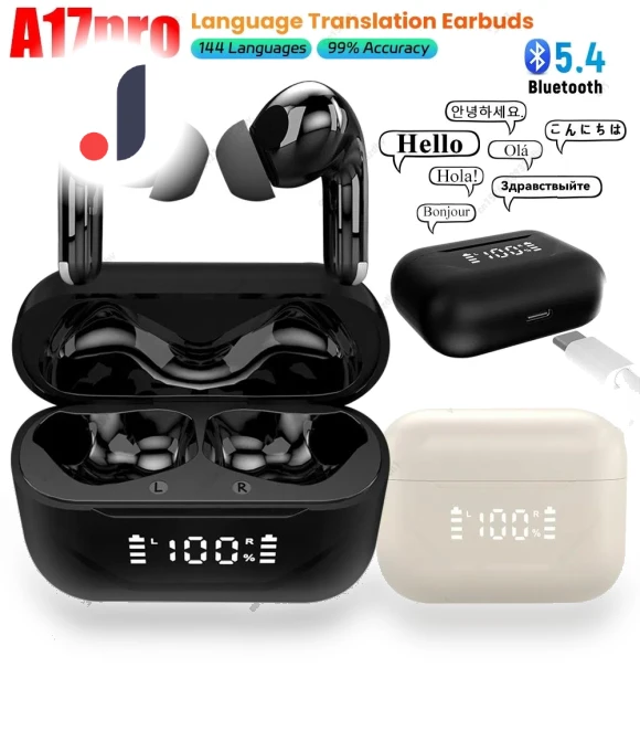 AI Language Translation Earbuds — Language Translators, Junmaocun