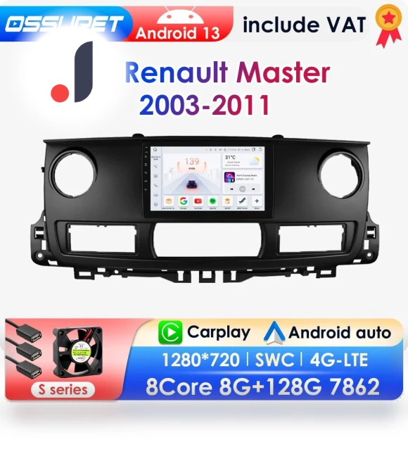 Carplay Android Auto Camera for Renault Master 2003 - 2011 — In-Dash, OSSURET