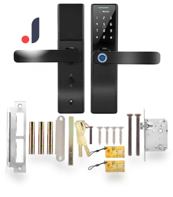 Electronic Smart Fingerprint Password Card Dual Tongue Door Lock — Smart Home Security, KONNWEI