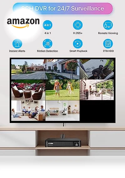 Home Security Camera System with AI Human Vehicle Detection — Smart Home Security, ZOSI
