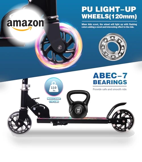Kids Kick Scooter with Light-up Wheels — Push Scooters, Nattork