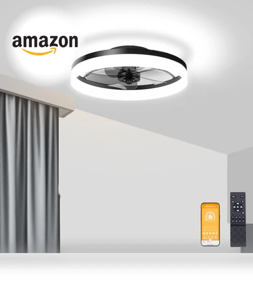 Low Profile Ceiling Fan with Lights and Remote — Ceiling Fan Wall Controls, VOLISUN