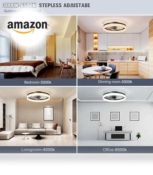 Low Profile Ceiling Fan with Lights and Remote — Ceiling Fan Wall Controls, VOLISUN