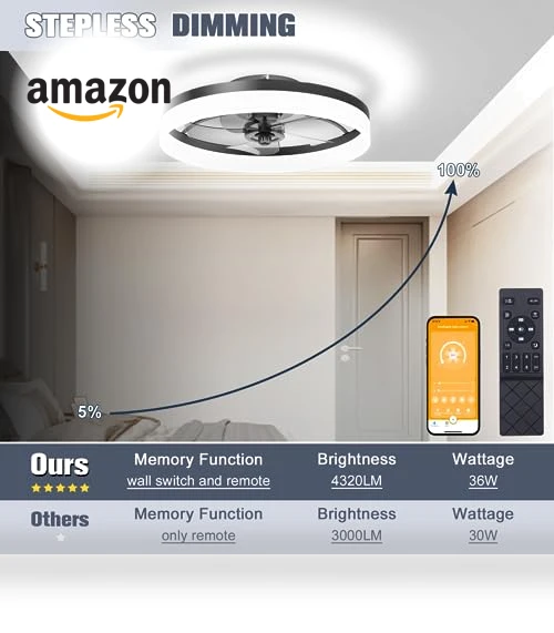 Low Profile Ceiling Fan with Lights and Remote — Ceiling Fan Wall Controls, VOLISUN