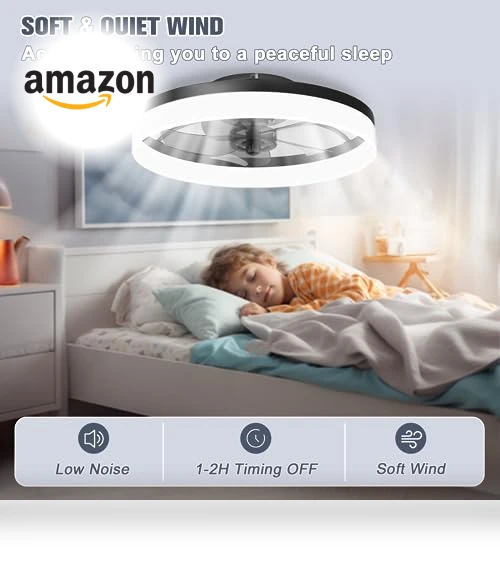 Low Profile Ceiling Fan with Lights and Remote — Ceiling Fan Wall Controls, VOLISUN