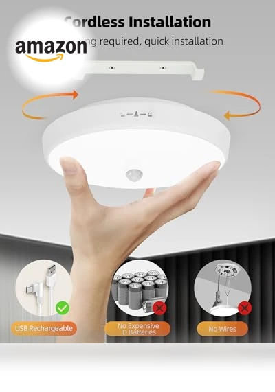 Rechargeable Motion Sensor Ceiling Light — Motion Sensors, EZVALO