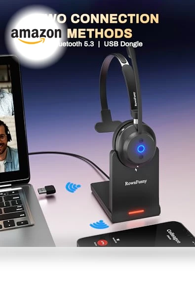 Wireless Headset with Mic — Headsets, Rownfusny