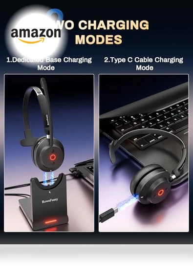 Wireless Headset with Mic — Headsets, Rownfusny