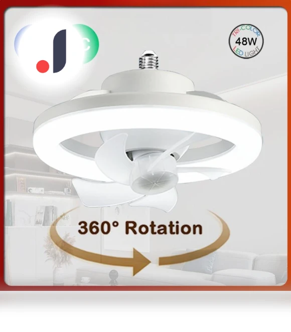 360° Rotating Head Fan with Light — Ceiling Fans, Crown Global