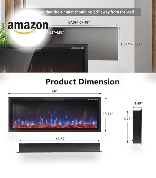 Electric Fireplace Ultra Narrow Frame & Wide Screen — Electric Heating Solutions, PRETZI