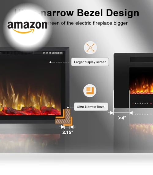 Electric Fireplace Ultra Narrow Frame & Wide Screen — Electric Heating Solutions, PRETZI