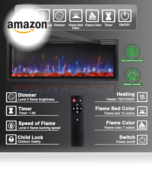 Electric Fireplace Ultra Narrow Frame & Wide Screen — Electric Heating Solutions, PRETZI