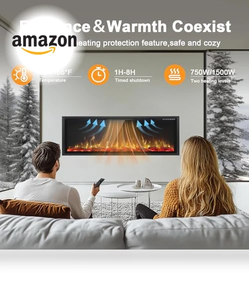 Electric Fireplace Ultra Narrow Frame & Wide Screen — Electric Heating Solutions, PRETZI