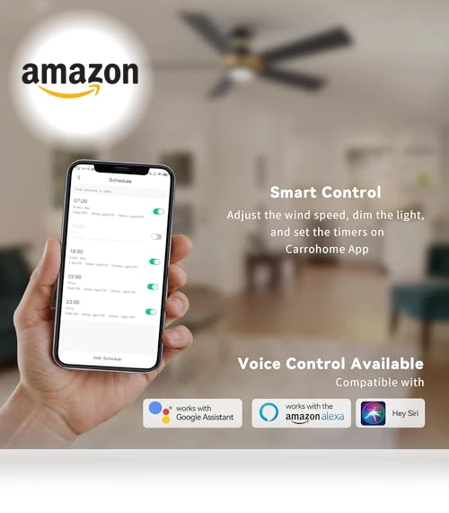 Smart 52" Ceiling Fan with Lights — Ceiling Fan Wall Controls, SMAFAN