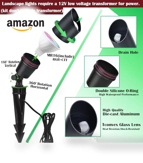 Smart RGB Landscape Lighting Kit — Outdoor Light Projectors, iYogaled